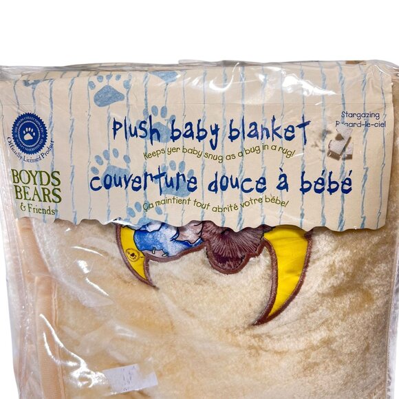 NEW Boyds Bears Collection Plush Baby Blanket Moon Embroidery Yellow 30" X 45" - Picture 7 of 9